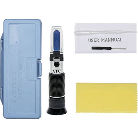 Réfractomètre Portable 3-en-1 avec ATC - Mesure Sucre (0-40%), Alcool (0-25% Vol), Baumé (0-22) pour Vin