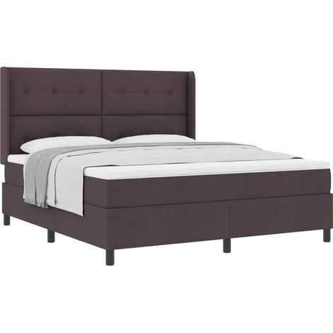 Maison Exclusive - Letto a molle con cuscino Marrone Scuro 200 x 180 cm Tessuto (1/5)
