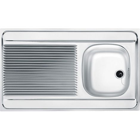 Evier Man à poser - 1 cuve 1 égouttoir 80 x 60 - Inox lisse Franke