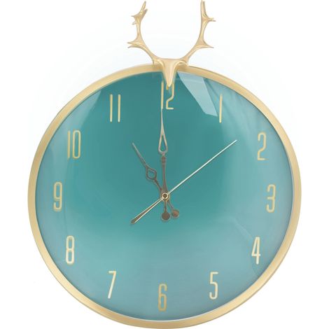 Moderne, geräuschlose Wanduhr mit Hirschkopf-Dekor für Schlafzimmer, Küche, Klassenzimmer, Wohnzimmer (1/5)