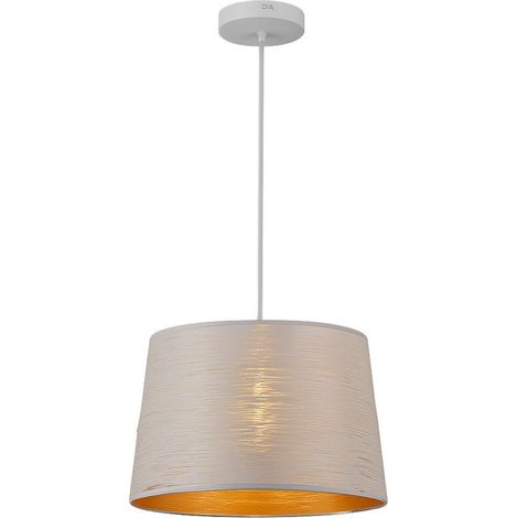 TrAdE Shop Traesio - Lampadario Minimal A Sospensione In Metallo Opaco Con Interno Ramato Attacco E27 Ip20 A73 - Bianco (1/5)