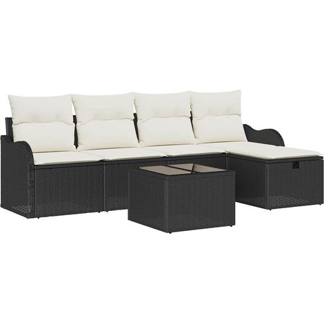 Maison Exclusive - Set Divano da Giardino 6 pcs Nero e Crema polyrattan
