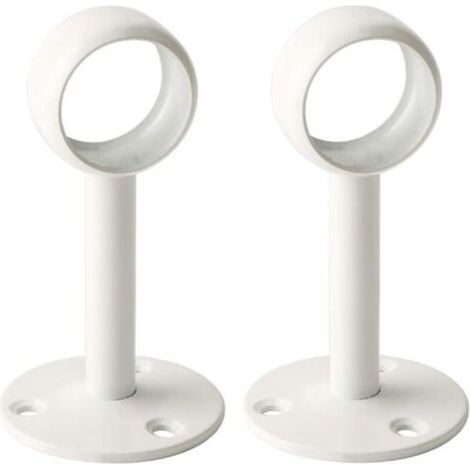 Support de Tringle à Rideaux Support Tringle Penderie avec Vis Support de Plafond pour Rideau et Armoire, Blanc Brillant en Acier Inoxydable, Diamètre 26 mm, 2 Pcs (1/4)