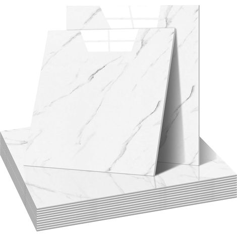 12 Pièces Carreaux Adhesif Cuisine, Autocollants pour Carrelage Mural, Carrelages en Marbre Auto-Adhésifs de 30 x 30 cm, Imperméables et Anti-Taches, Découpables, Pour Cuisine, Salle de Bains Salon (1/5)