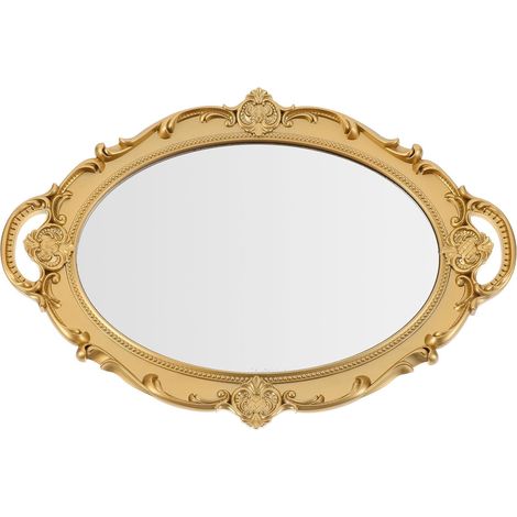 Miroir de Maquillage Élégant et Vintage Décoratif Rétro Européen en Résine et Verre Design Mural pour Chambre ou Coiffeuse (1/5)