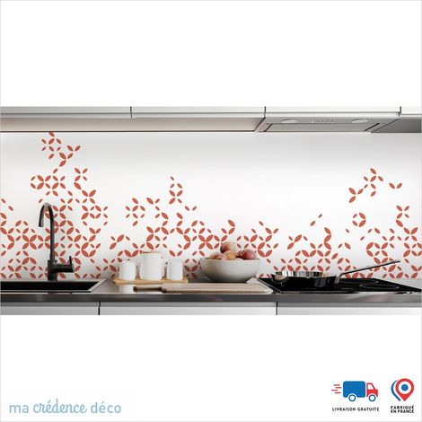 Crédence : Rosaces contemporaines - Couleur Rouge saumon - Alu composite - 60 - 120 (1/3)