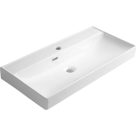 Lavabo en céramique PARLA 80x38cm, blanc (1/4)