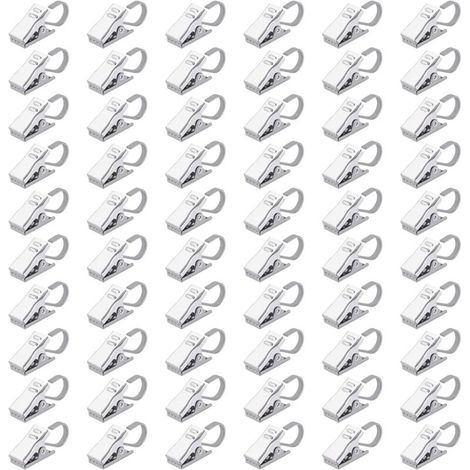 Clip per tende in acciaio inox – 60 pezzi, per anelli per tende, bagno e arredamento per la casa