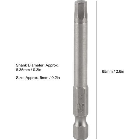 Embout de tournevis hexagonal interne de 5 mm, embout de tournevis électrique trempé avec pointe magnétique, S1/4 65 mm (1/5)