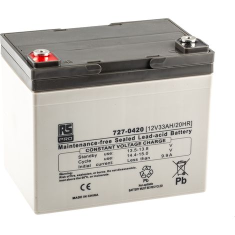 Batterie au plomb étanche RS PRO 12V 33Ah cyclique ( Prix pour 1 ) (1/3)
