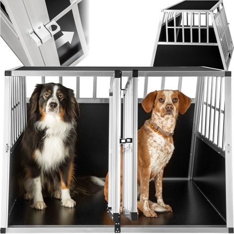 Cage de transport pour chiens sécurisée avec dos droit aluminium noir (1/8)