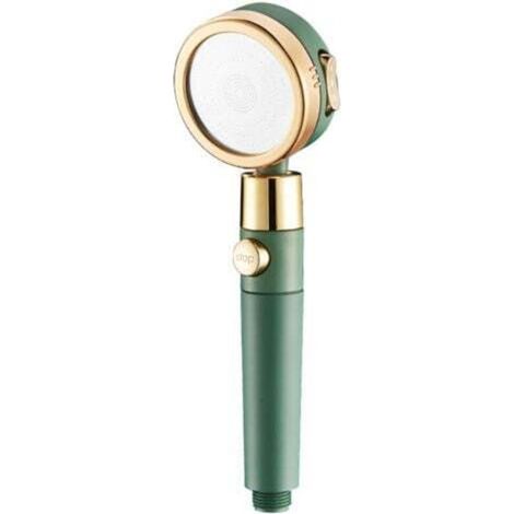 Soffione doccia con getto resistente all'acqua e allo sporco, 3+1 modalità di getto ad alta pressione, filtro massaggiante, interruzione dell'acqua con un solo tocco - ABS - Verde