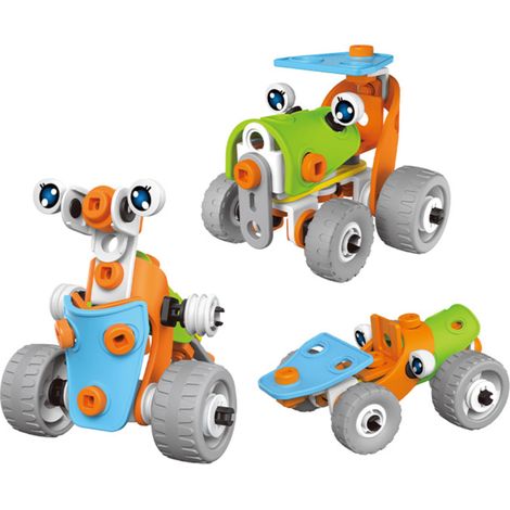 Jeu De Construction Véhicules - 132 Pièces En Plastique Avec Outils - Pour Enfants À Partir De 5 Ans - Modèles Hélicoptère Avion Tracteur Voiture Moto - Lot De 1