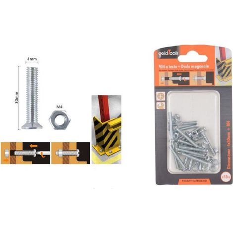Kaela - Set 18 Pezzi Viti Vite A Testa A Croce Piatta 4x30mm Con Dado Esagonale M4 90936 - (1/2)