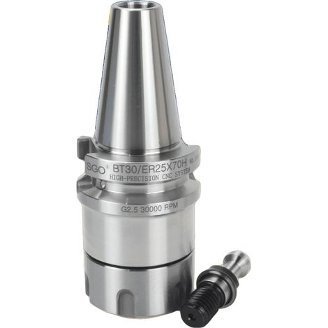 Portaherramientas CNC, material de acero, 70 mm de longitud, compatibilidad con BT30, rango de sujeción ER25, ángulo de tracción de 45 grados. (1/3)