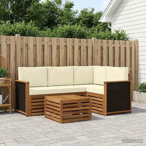 vidaXL Outdoor-Sofagarnitur 5 pcs Natur und Creme 59 x 59 x 37 cm (1/5)