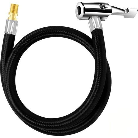 Tuyau d'extension pour gonfleur de pneus de voiture, pince de gonflage rapide de 30 cm, tuyau de gonflage avec poignée métallique (1/5)