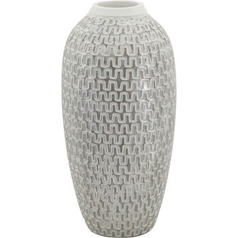 Vaso mauro ferretti bianco 21 x 43 cm resina ondulata moderna (1/5)