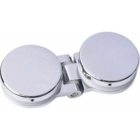 2 round chrome-plated glass door hinges, suitable for glass 5 to 8 mm thick, mirror finish surface treatment
