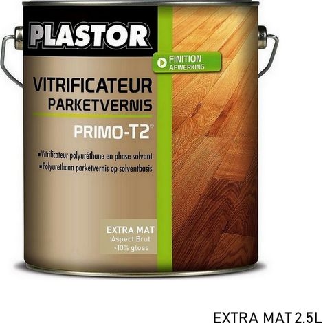 PLASTOR PRIMO‑T2 vitrificateur parquet pro mono composant polyuréthane résistant Conditionnement: 2,5 Litres - Finition: Mat