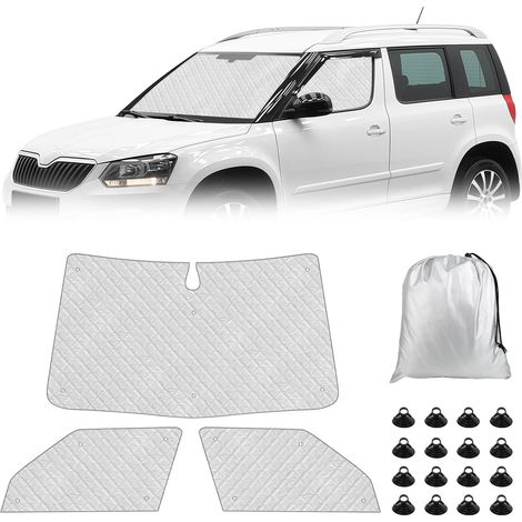 Pare-Soleil pour Pare-Brise de Camping Car Remplacement pour Skoda Yeti 5L 2009-2017, Lot de 3 Pare-Soleil Thermiques Internes avec Sac de Rangement,100% Occultation,Ensemble de 3 pièces (1/5)
