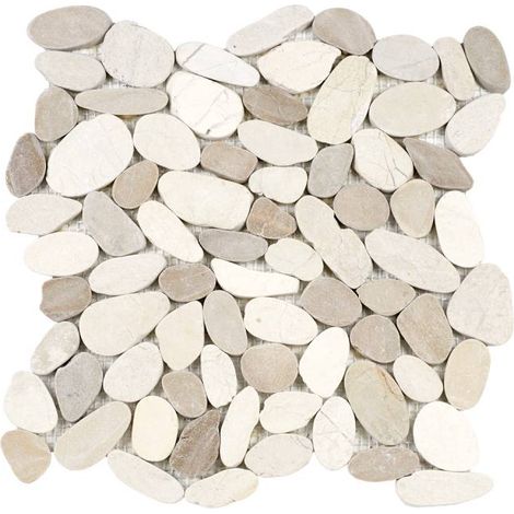 MAT INTER - Lot de 9 Mosaïques - 300x300 - Galets scies mix blanc / beige