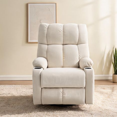 Fauteuil relax beige en polyester acier 88 x 96 x 108 cm (1/5)