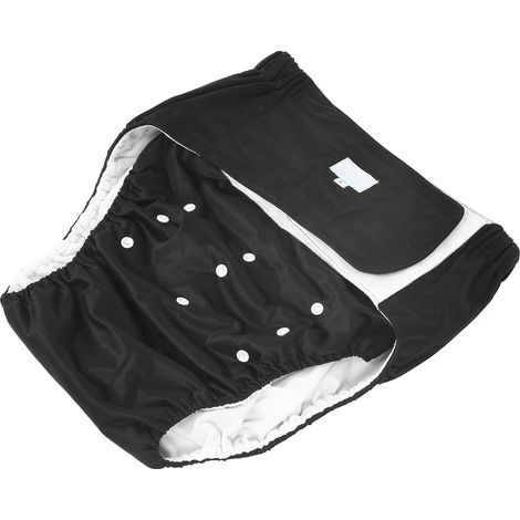 Couche-culotte lavable et ajustable pour adultes et personnes âgées souffrant d'incontinence, modèle 404 noir. (1/5)