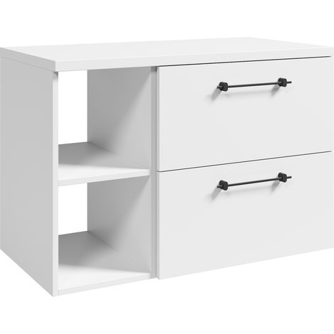 Mobiletto Muro 90 cm - bianco - con lavabo e spazio di archiviazione