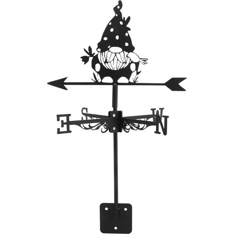 Girouette Décorative de Toit en Fer Forgé, Indicateur de Vent Vintage de Nain, Ailette Métallique, Ornement Jardin Extérieur pour Pelouse et Pavillon, Outil Mesure Direction