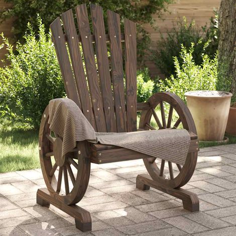 Lot de 2 Chaises de Jardin Adirondack en Bois de Sapin Massif Aspect Brûlé 63x62x99 cm - PANGIVO (1/5)