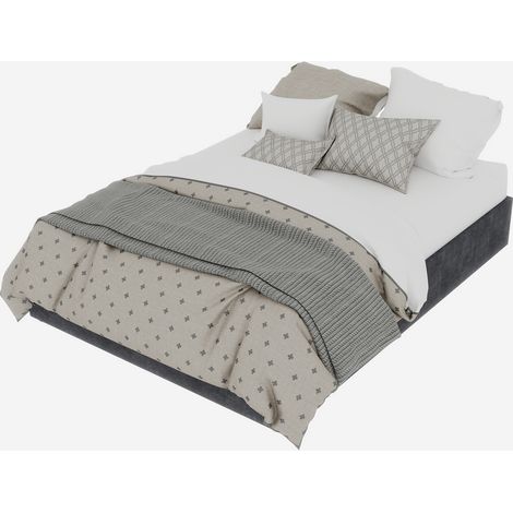Cadre de lit moderne minimaliste, 140200CM, gris, en velours hollandais, équipé de vérins à gaz, meuble de chambre au style moderne, sans tête de lit ni matelas. (1/5)