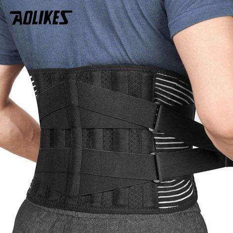 (Taille L) Ceinture de soutien lombaire, 6 bandes de soutien, antidérapante, soutien lombaire orthopédique, respirante, soulage les douleurs liées à l'exercice. (1/5)