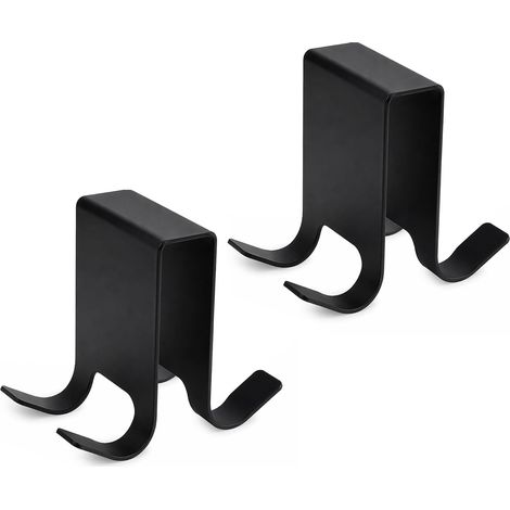 Lot de 2 Crochet Douche Noir en Métal Double Face avec 4 Crochets (1/5)