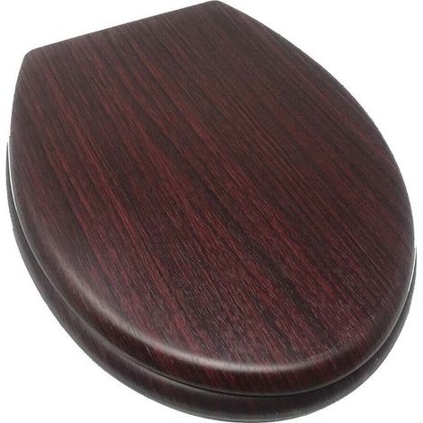 Copriwater Universale in Legno MDF tavoletta da Bagno WC con Cerniere Resistente Legno Scuro (1/2)
