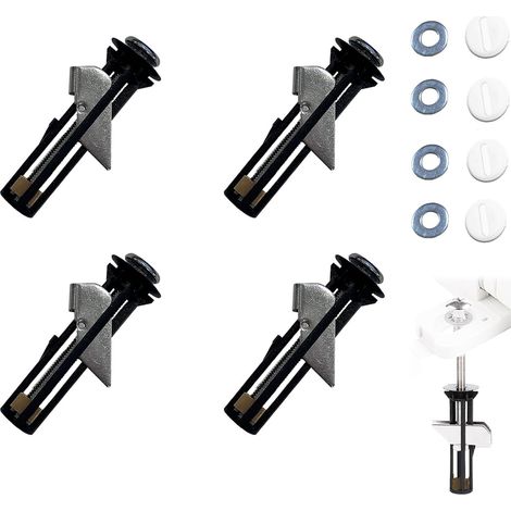 Kit de fixation pour abattant de WC, 4 boulons de verrouillage robustes pour abattant de WC, kit de remplacement pour charnières de couvercle, facile à installer (1/5)