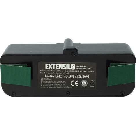 EXTENSILO 1x Akku kompatibel mit iRobot Roomba 895, 965, 896, 960, 980, 985, Series 800, Series 600 Staubsauger (6000 mAh, 14,4 V, Li-Ion)
