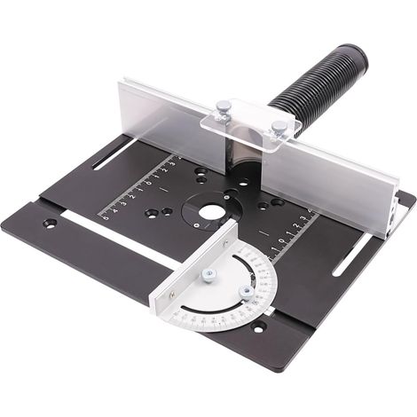 Frästisch Einlegeplatte,Aluminiumlegierung Router Tischeinsatzplatte Mit 180° drehbarem Gehrungslehre,Platte Hobelbank,Fräser Tischplatte für Oberfräse Fasenfräsen