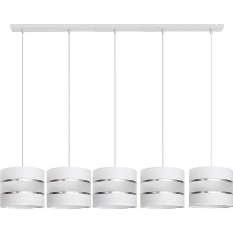 Helam HELEN Plafonnier Suspendu Straight Bar Blanc, Argent 115cm