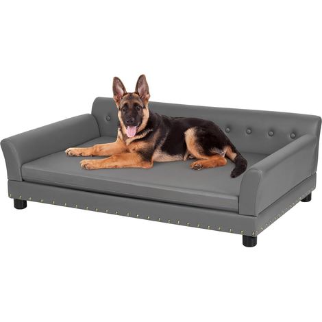 Large Dog Sofa: Large Dog Bed, Removable Cover, XXL Wooden Dog Chair with Leather Feet 120 x 74 x 40 cm (1/5)