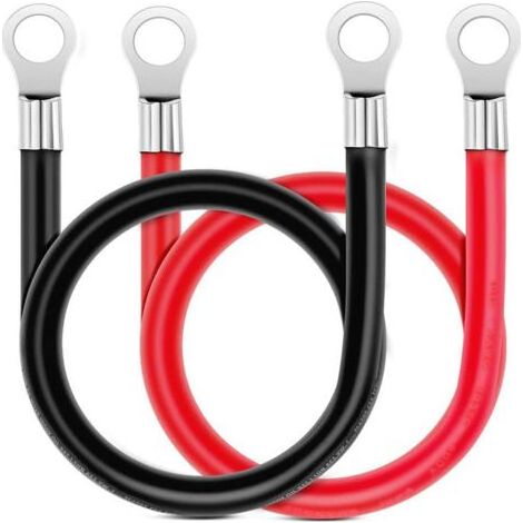 35mm² 30cm Onduleur Batterie Câble,Bornes à Anneau Rouge et Noir Cuivre Etamé pour Moto,Automobile,Bateaux Marins (1/5)