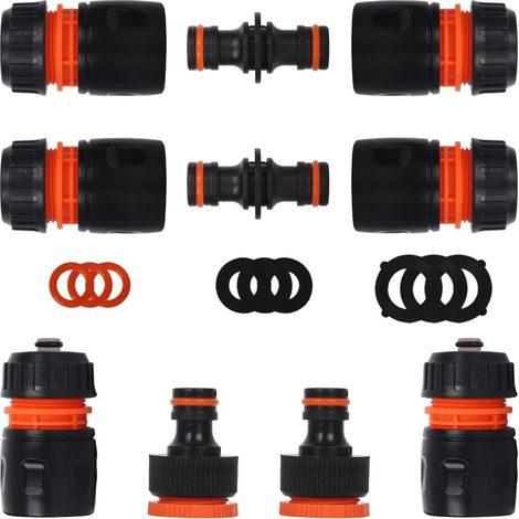 Lot de 10 Raccord Tuyau D'arrosage 1/2" 13mm,Kit de Raccordement de Robinet Tuyau de Jardin -Connexion Rapide 1/2",Double Mâle,Connecteur femelle Premium 1/2"-3/4",Joint de Réparation de Tuyau
