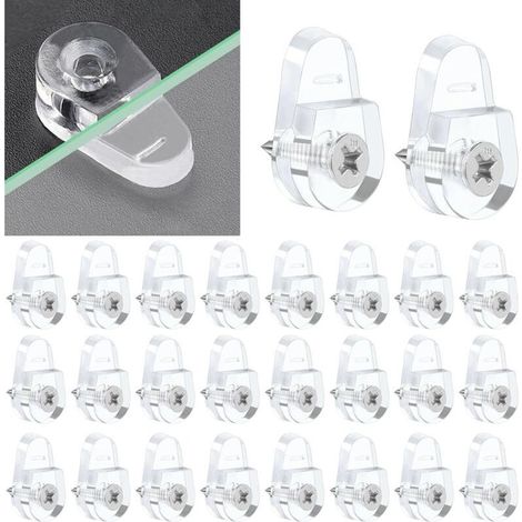 50 Pieces Glass Brackets, Glass Holders, Glass Retaining Clips, Glass Retaining Clips, Glass Holder Clips with 50 Screws for Fixing 3-5mm Thick Glass, Mirrors (1/5)