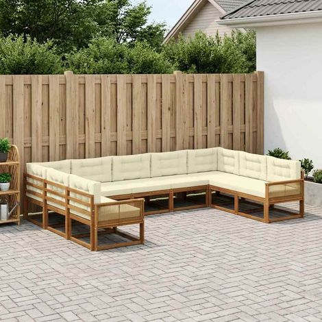 vidaXL Outdoor-Sofagarnitur mit Kissen 9 pcs Natur und Creme (1/5)