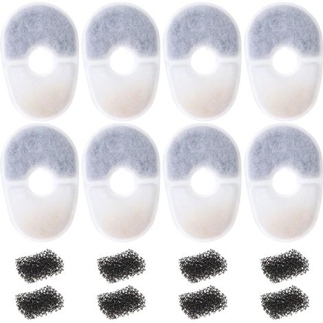 8 Filter + 8 Schaumfilter Ersatzset für Katze Hund Trinkbrunnen mehrschichtige Filtration