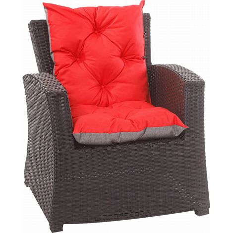 Coussin de chaise de jardin 50x50x55cm 4 pièce coussin de jardin rouge Coussin de fauteuil résine tressée Coussin d'assise à dossier haut-Enkel (1/5)