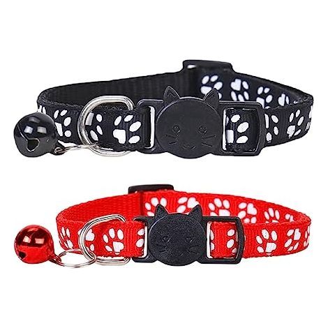 2-teiliges Anti-Würgehalsband für Kätzchen, verstellbares Halsband für Katzen/Kätzchen/Welpen mit Glöckchen und Sicherheitsverschluss, 19–32 cm (1/5)