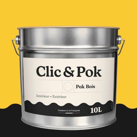 Peinture Bois Extérieur – POK BOIS - 10L - RAL 1018 - Jaune zinc- Résistante aux intempéries - Ne s'écaille pas