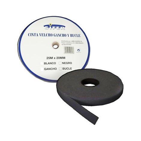 SIFER sifer cinta velcro adhesiva hembra-bucle negra 25mx20mm