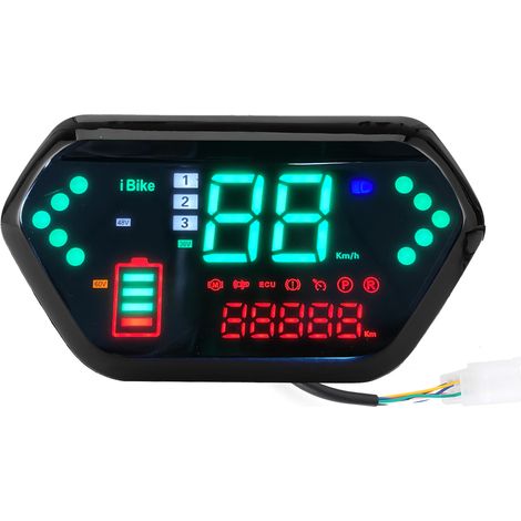 60V Compteur de vitesse Compteur kilométrique Tachymètre Affichage LCD numérique Universel pour moto électrique (1/5)